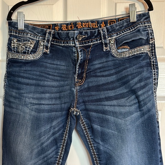 Rock Revival Denim - Rock Revival Ciel women’s blue embellished easy capri jeans size 31